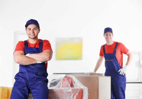 Removal van team preparing safely for a move