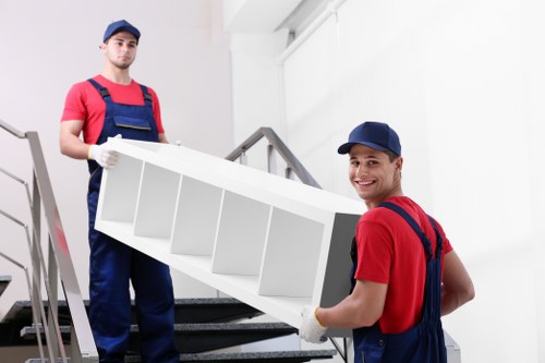 Professional office removals in Roehampton with packed desks and equipment