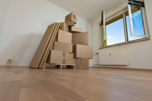 House removalists in Roehampton loading moving boxes into a van