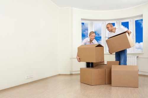 Removal van team preparing safely for a move