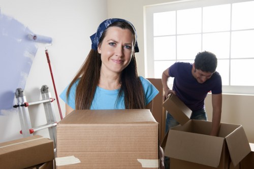 Furniture and household items arranged for removal van transport