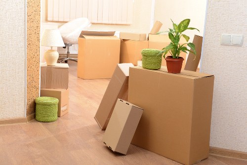 Office relocation setup in Roehampton with organized workspace items